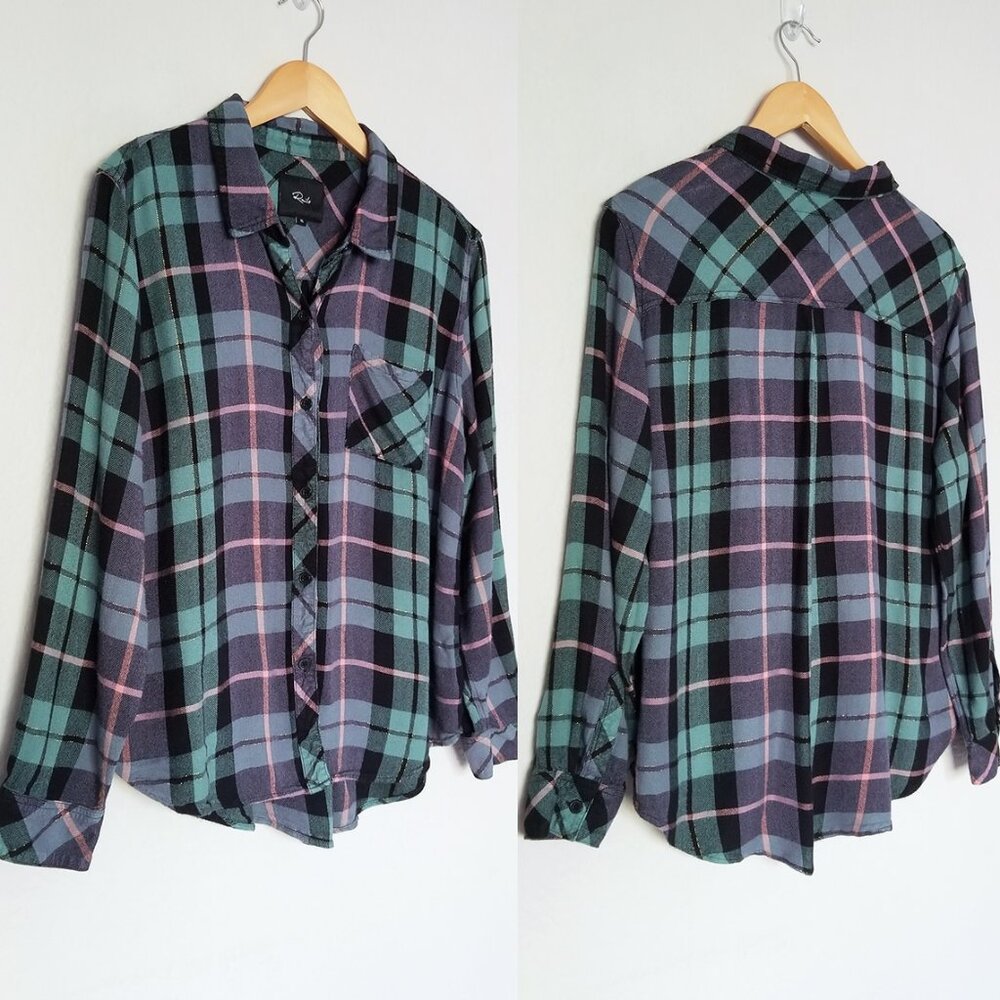 Rails Hunter Teal Navy Pink with Lurex Button dow… - image 14